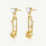 Rose Pin Silver Earrings
