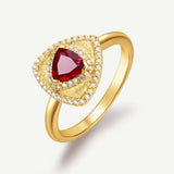 Trinity Textured Silver Ring in Created Ruby