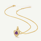Trinity Textured Silver Necklace in Created Amethyst