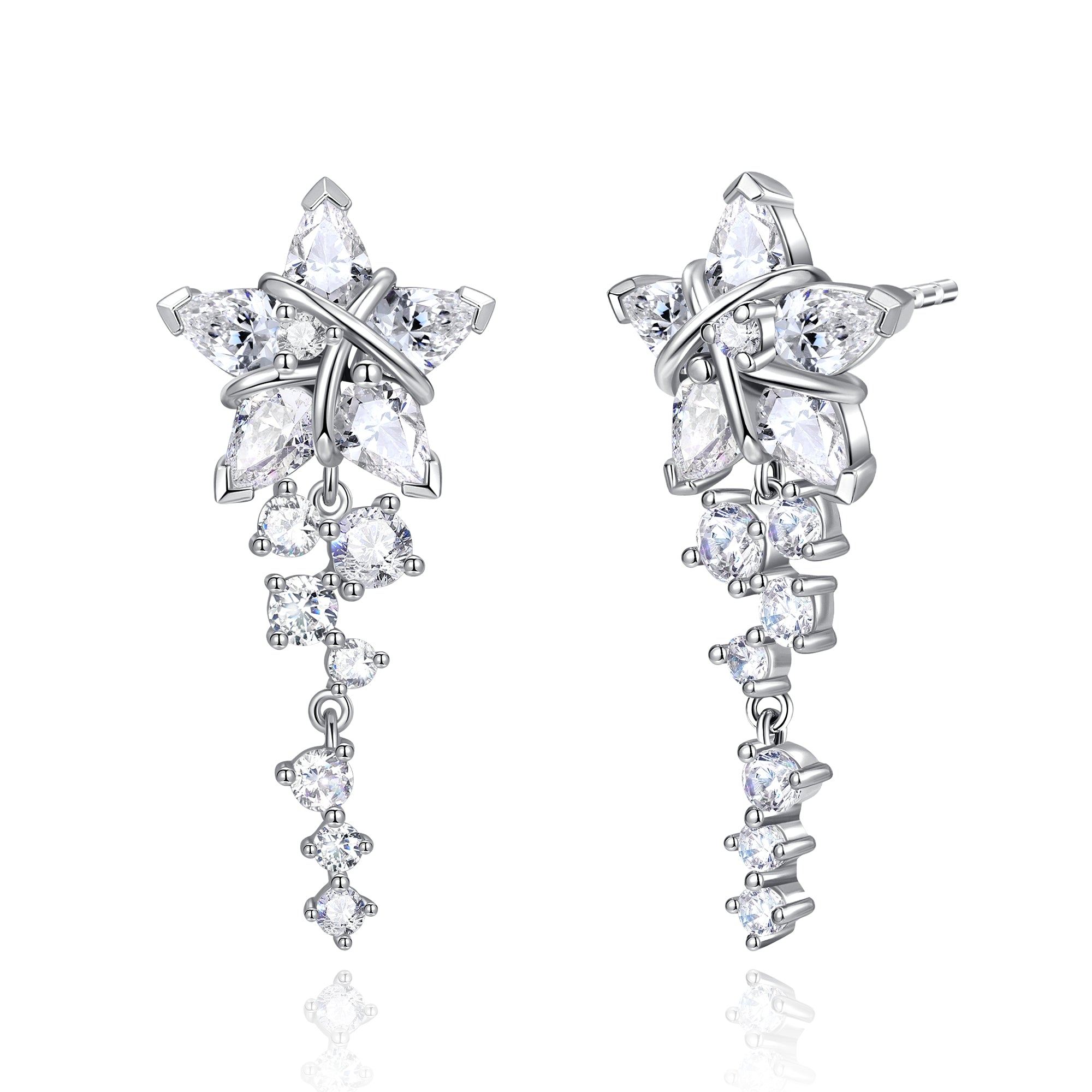 Boucles d'oreilles en argent sterling "Vega Serenade" Étoile scintillante Alpha Lyrae