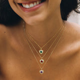 Trinity Textured Silver Necklace in Created Ruby