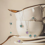 Trinity Textured Silver Earrings in Created Emerald
