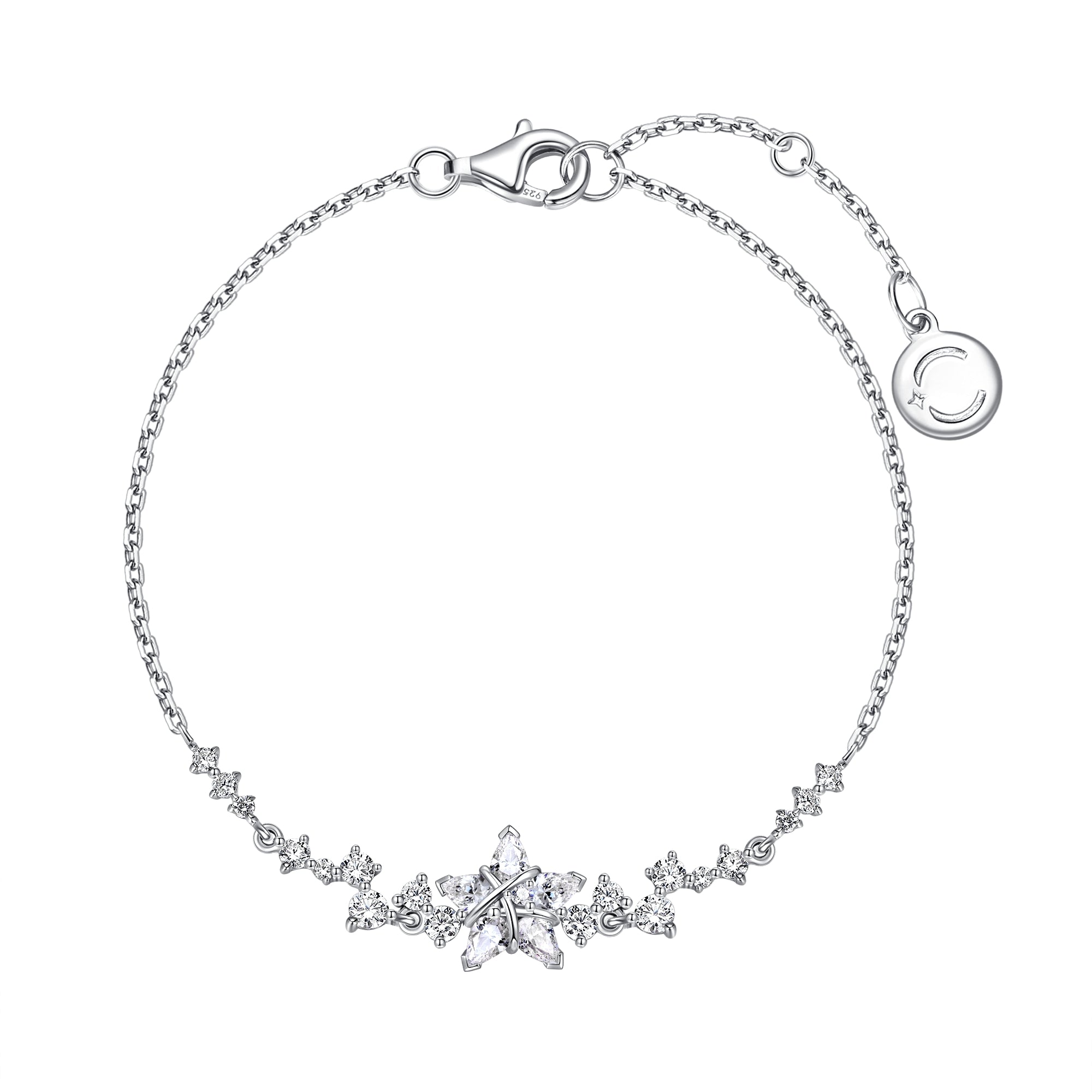 Bracelet en argent sterling "Vega Serenade" Étoile scintillante Alpha Lyrae