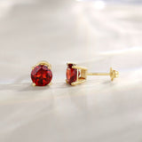 Boucles d'oreilles en pierres précieuses en or jaune massif 14k en forme ronde FANCIME