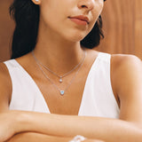 Trinity Essential Silver Necklace in Created Aquamarine