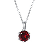 FANCIME “Fleurissante” Pendentif en Grenat avec Chaîne en Argent Sterling en Or Blanc Massif 14K