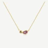Collier en argent Secret Garden avec améthyste et péridot, pierre de naissance