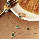 Trinity Textured Silver Necklace in Created Emerald