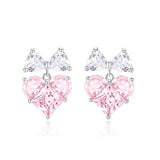 Boucles d'oreilles en argent sterling en forme de cœur rose "Bow For Princess" FANCIME