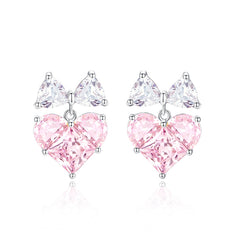 Boucles d'oreilles en argent sterling en forme de cœur rose "Bow For Princess" FANCIME