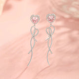 Boucles d'oreilles pendantes en argent sterling avec cœur rose "Sugar Talk" FANCIME