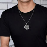Collier Pendentif pour Hommes en Argent Sterling avec Médailles de Saint Christophe Série Saint FANCIME