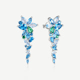 Boucles d'oreilles en argent topaze aquamarine "Wisteria Whisper" Flower Bar