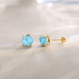 Boucles d'oreilles en pierres précieuses en or jaune massif 14k en forme ronde FANCIME