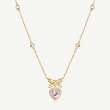 Collier en argent sterling avec nœud en sucre et cœur en pierre CZ "Heart Kiss" FANCIME