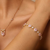 FANCIME "Mademoiselle Charmante" Bracelet en argent sterling tennis cœur halo