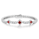 Bracelets de tennis en argent sterling grenat "Square Sparkle" pierre de naissance de janvier FANCIME