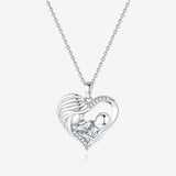 Collier Cœur d'Amour Mère et Enfant en Argent Sterling avec Zircon