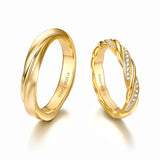 Bagues de Promesse pour Couples “Mélange d'Amour” en Argent Sterling FANCIME