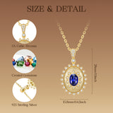 FANCIME "Retro Romance" Collier en argent sterling Taille Ovale Vintage Pierre de naissance de septembre
