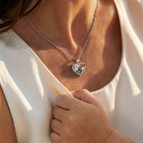 Collier Cœur d'Amour Mère et Enfant en Argent Sterling avec Émeraude