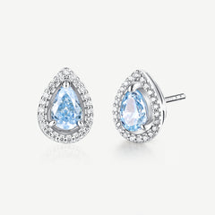 Boucles d'Oreilles en Argent avec Pierre de Naissance Ocean Eye en Aigue-Marine