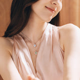 Trinity Textured Silver Necklace in Created Peridot