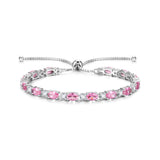 "Glamour Radiance" Bracelet en Argent Sterling avec Pierre de Naissance d'Octobre, Tourmaline, Chaîne Bolo Classique