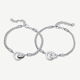 FANCIME "Temps Romain" Bracelets en Argent Sterling Chaîne de Blé Cercles Entrelacés pour Couples