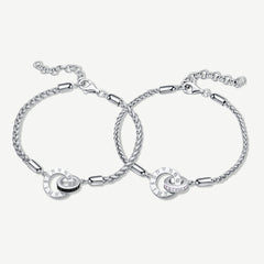 FANCIME "Temps Romain" Bracelets en Argent Sterling Chaîne de Blé Cercles Entrelacés pour Couples