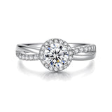 Bague en argent sterling Moissanite en taille ronde FANCIME