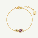 Bracelet en argent Secret Garden avec améthyste et péridot, pierre de naissance