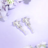 FANCIME "Bouquet de Glycine" Boucles d'Oreilles en Argent Sterling Pétales à Pendentif