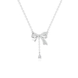 Collier en argent sterling suspendu en forme de nœud papillon gracieux