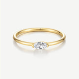 Bague solitaire marquise en diamant cultivé en laboratoire de 0,12 ct en or jaune 14K
