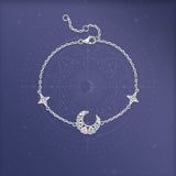 Bracelet en argent sterling FANCIME "Rêve rose" avec maillons lune et étoile