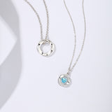 FANCIME  “TOMBEZ AMOUREUX” Colliers en argent sterling pour couples avec zircon bleu