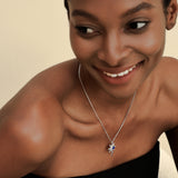 FANCIME "Soluna Nexus" Collier en Saphir de Septembre en Argent Sterling