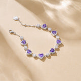 Bracelet en argent sterling Tennis Améthyste FANCIME "Ms Charming" Halo Heart