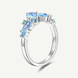 Bague en argent topaze aquamarine "Wisteria Whisper" Flower Bar