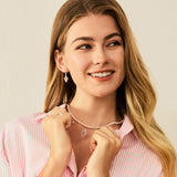 FANCIME "Moment Rose" Boucles d'Oreilles Pendantes en Argent Sterling Cœur Rose Avec Perle Blanche et Pierres CZ
