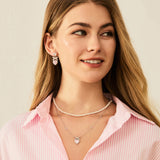FANCIME "Baiser de Cœur" Boucles d'Oreilles Pendantes en Argent Sterling en Forme de Cœur et Nœud