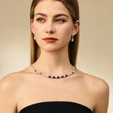 Collier tennis en argent sterling avec saphir bleu taillé fantaisie, pierre de naissance de septembre "Radiance Glamour"