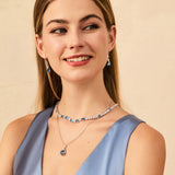 Collier tennis en argent sterling avec topaze bleue taillée fantaisie, pierre de naissance de décembre "Radiance Glamour"