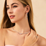 FANCIME "Mademoiselle Charmante" Collier en argent sterling tennis cœur halo