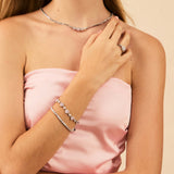 FANCIME "Mademoiselle Charmante" Bracelet en argent sterling tennis cœur halo