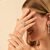 Bague en argent sterling Moissanite en taille ronde FANCIME