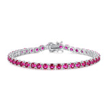 "Rouge Royal" Bracelet Tennis en Argent Sterling Rubis Pierre de Naissance de Juillet