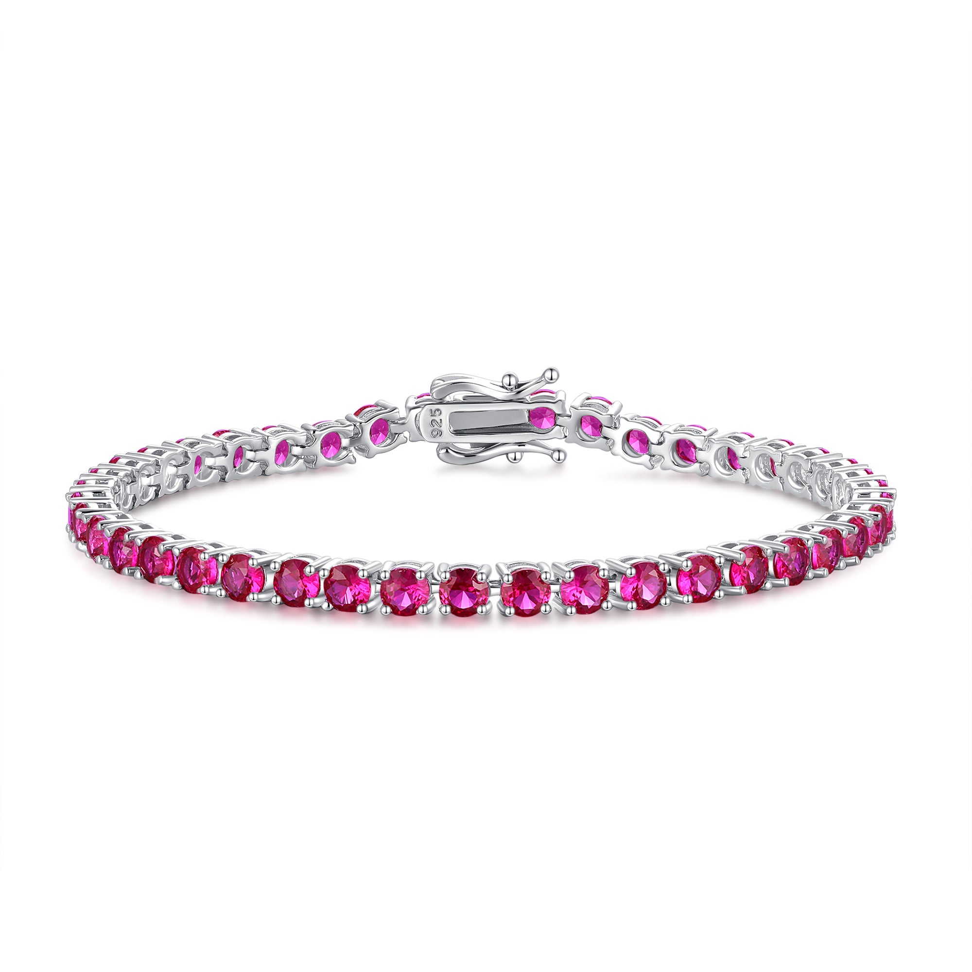"Rouge Royal" Bracelet Tennis en Argent Sterling Rubis Pierre de Naissance de Juillet