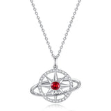 FANCIME "Stellar Promise" Rubis Pierre de naissance de juillet Collier en argent sterling